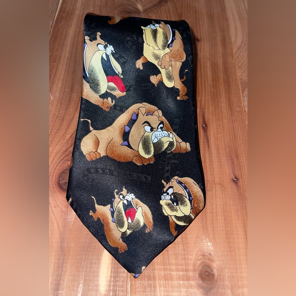 A. Rogers Men's Necktie Tie Polyester Jacquard Bull Dogs Playing Poses 57"